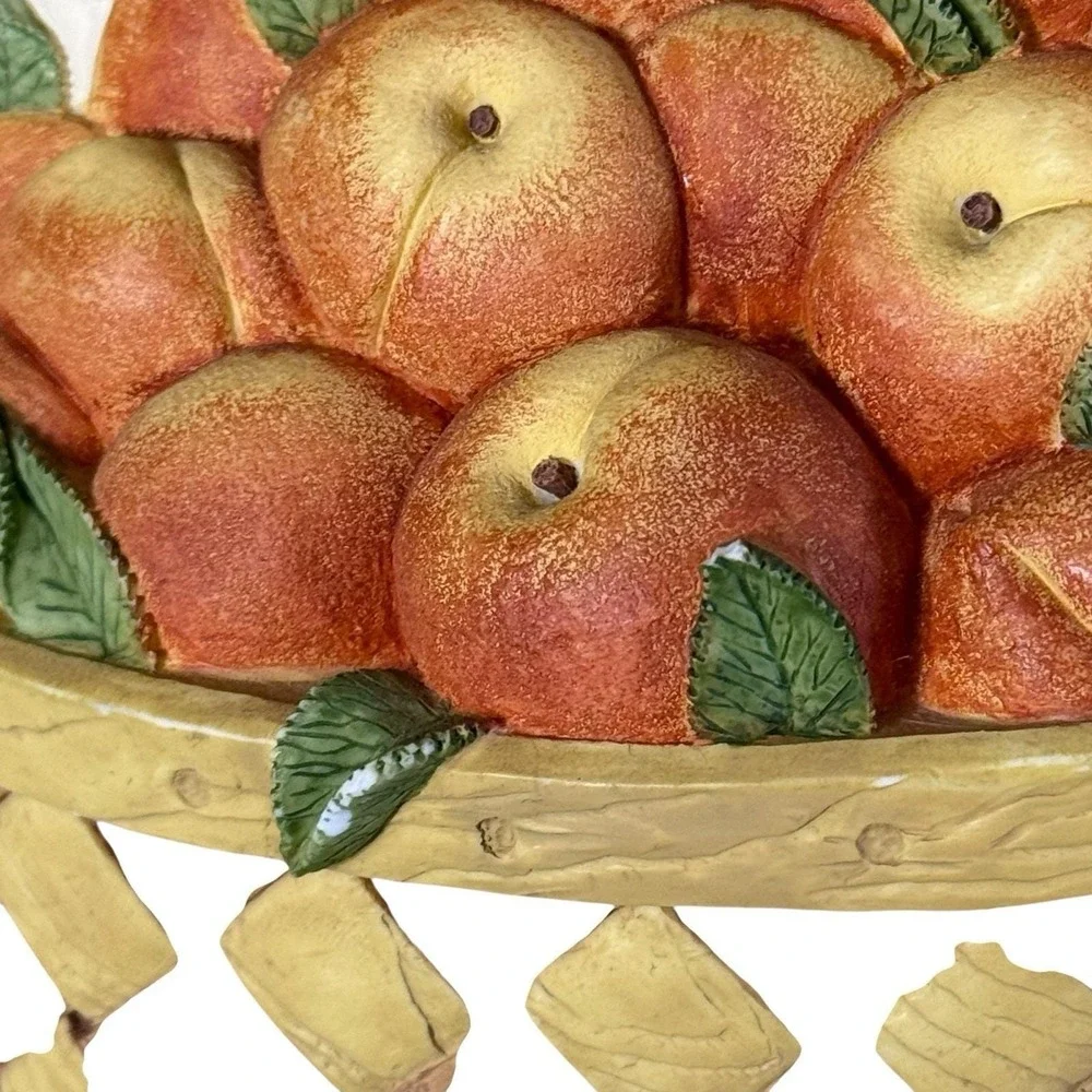 Rhodes Plate Bountiful Harvest Basket Full Of Apples & Peaches 3D Kathy O'Malley